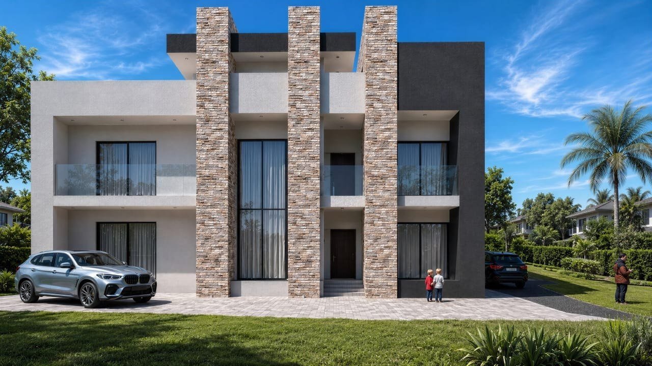 Architectural rendering of a private residential development at Berekusu, Ghana