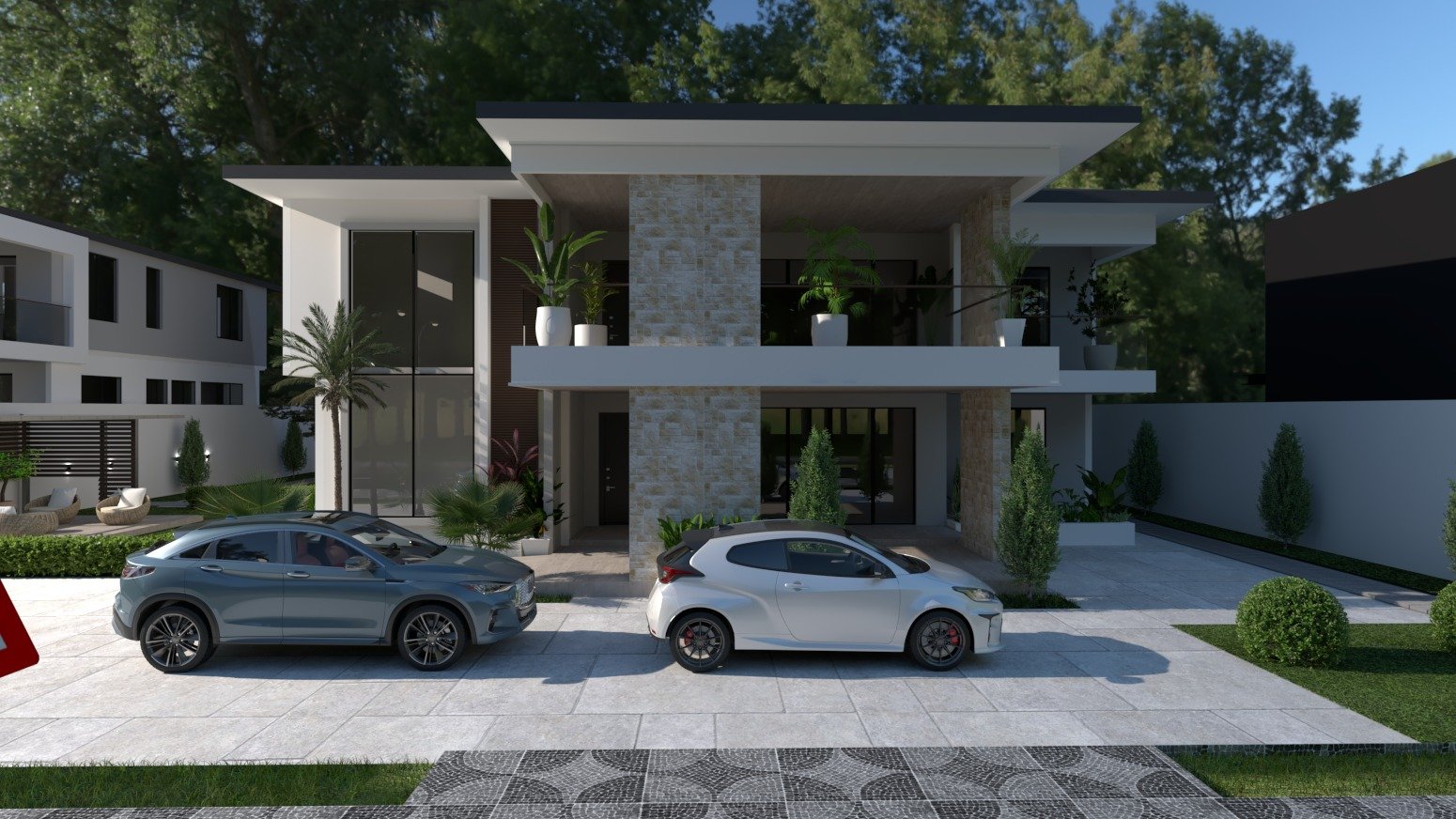 Architectural rendering of a luxury residential property redesign at Dawhenya, Greater Accra