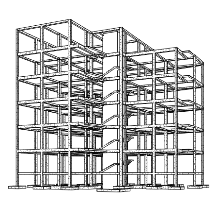 Structural frame drawing of the Selby Apartments — a multi-storey residential building at Tse-Addo, Accra